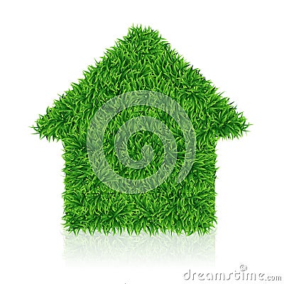 Green house, lawn grass, ecology construction, vector Vector Illustration