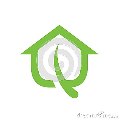 Green House Leaf Logo Vector Illustration Vector Illustration