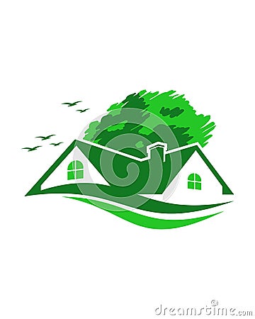 green house property logo template on white background. Vector Illustration