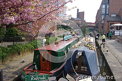 Barge on the docks of Manchester, UK Editorial Stock Photo