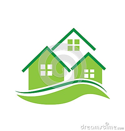 Green houses logo Vector Illustration