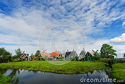 Green houses at the Zaanse Schans Stock Photo