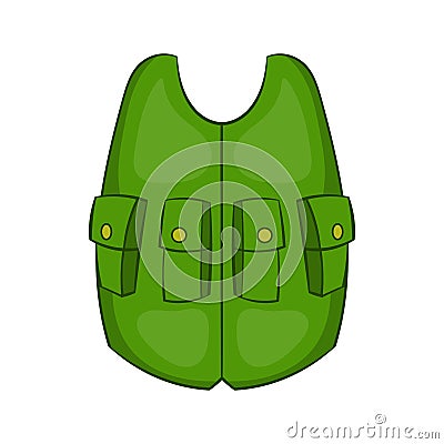 Green hunter vest icon, cartoon style Vector Illustration