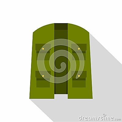 Green hunter vest icon, flat style Vector Illustration