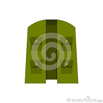 Green hunter vest icon, flat style Vector Illustration