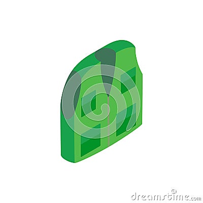 Green hunter vest isometric 3d icon Vector Illustration