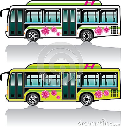 Green Hybrid Bus vector Vector Illustration