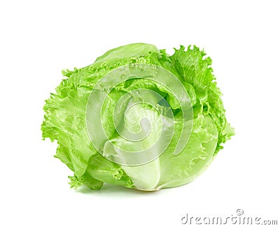 Green Iceberg lettuce on white background, Fresh cabbage isolate Stock Photo