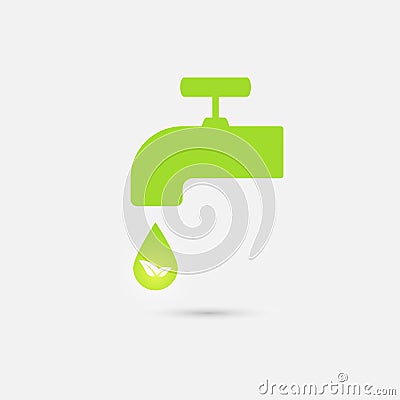 Green icon save environment and water concept. Vector Vector Illustration