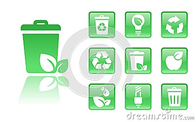 Green-icons-trash Vector Illustration