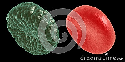 Green illness and red blood cell Stock Photo