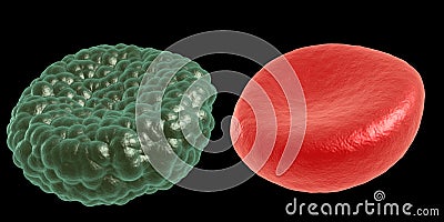 Green illness and red blood cell Stock Photo