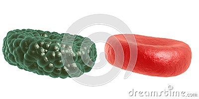 Green illness and red blood cell Stock Photo