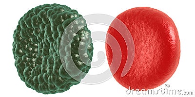 Green illness and red blood cell Stock Photo