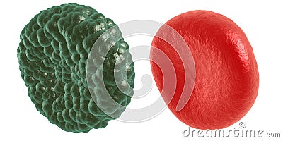 Green illness and red blood cell Stock Photo