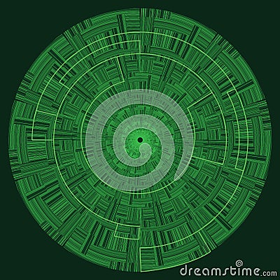 Green infographic Circle Futuristic linear Radial Ornament Vector Illustration