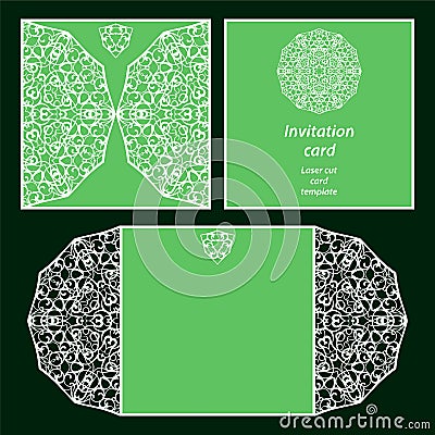 Green invitation card Vector Illustration