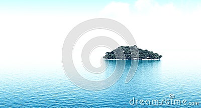 Green island in the blue ocean Stock Photo