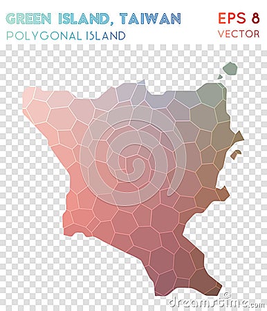 Green Island, Taiwan polygonal map, mosaic style. Vector Illustration