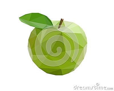 Green isolated apple low poly illustration on white background Cartoon Illustration