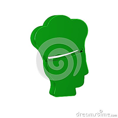 Green Italian cook icon isolated on transparent background. Stock Photo