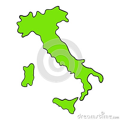 Green Italy map icon cartoon Vector Illustration