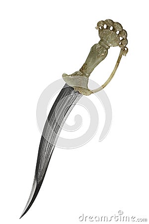 Green jade hilted dagger Indian antique collectable Stock Photo