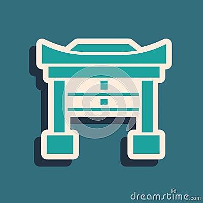 Green Japan Gate icon isolated on green background. Torii gate sign. Japanese traditional classic gate symbol. Long Vector Illustration