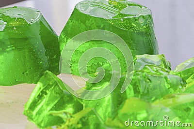 Green jello two forms Stock Photo
