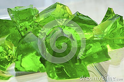 Green Jelly pieces Stock Photo