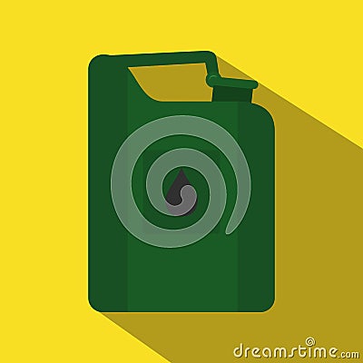 Green jerrycan oil flat icon Vector Illustration