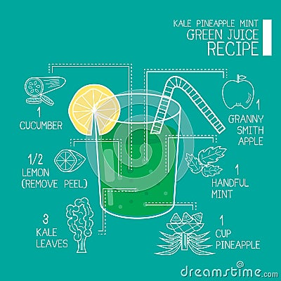 Green juice recipes great detoxifier Vector Illustration