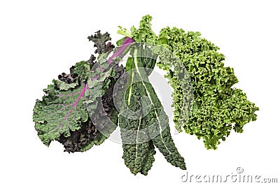 Green kale leaves isolated on white Stock Photo