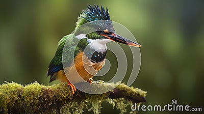 The Green Kingfisher and Its Serene Habitat Stock Photo