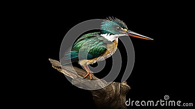 The Green Kingfisher and Its Serene Habitat Stock Photo
