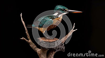 The Green Kingfisher and Its Serene Habitat Stock Photo