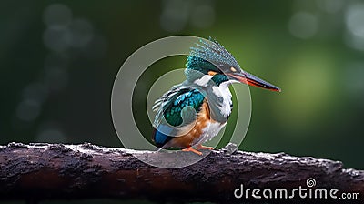 The Green Kingfisher and Its Serene Habitat Stock Photo