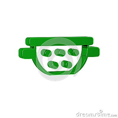 Green Kitchen colander icon isolated on transparent background. Cooking utensil. Cutlery sign. Stock Photo