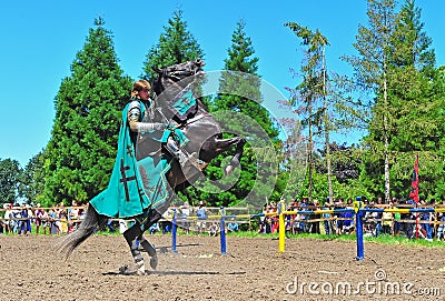 Green knight on a horse Editorial Stock Photo