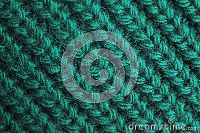 Green knitted sweater as background, closeup Stock Photo