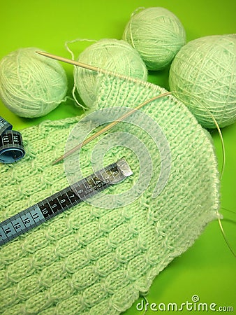 Green knitting Stock Photo