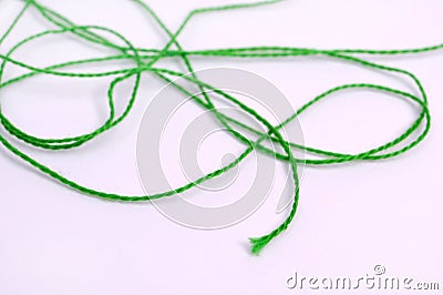 Green knitting thread Stock Photo