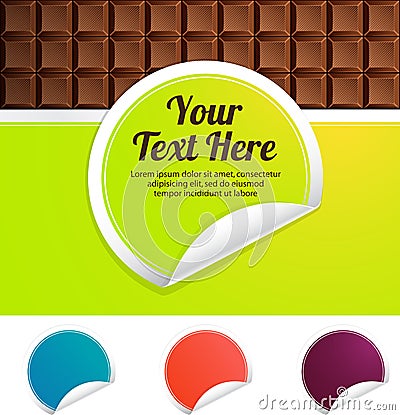 Green label on a background of chocolate. color variations Vector Illustration