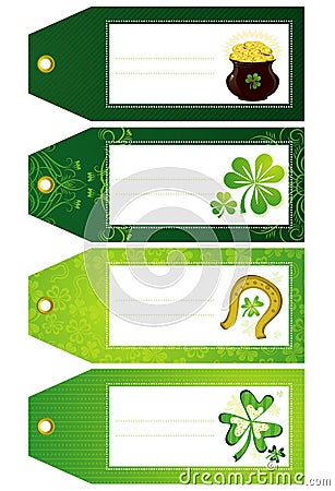 Green labels with shamrock, vector Vector Illustration