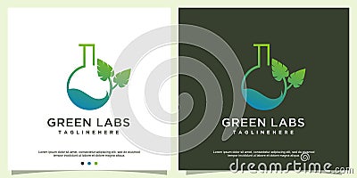 Green labs logo template with creative element Premium Vector Vector Illustration