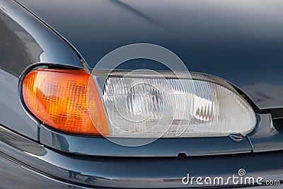 Green lada 2114 year front view with dark gray interior in excellent condition in a parking space among other cars Editorial Stock Photo