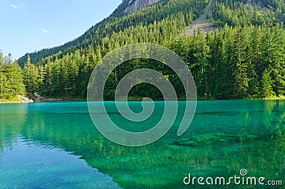 Green lake (GrÃ¼ner see) in Bruck an der Mur, Austria Stock Photo