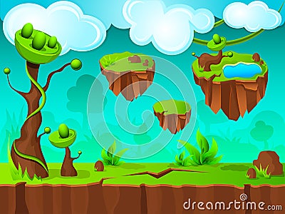 Green Land Game Layer Design Vector Illustration