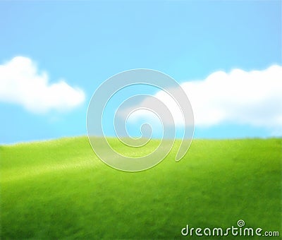 Green Landscape with Blue Sky Stock Photo