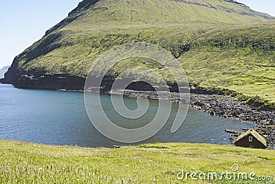 Green landscape on Faroe Islands. Stock Photo